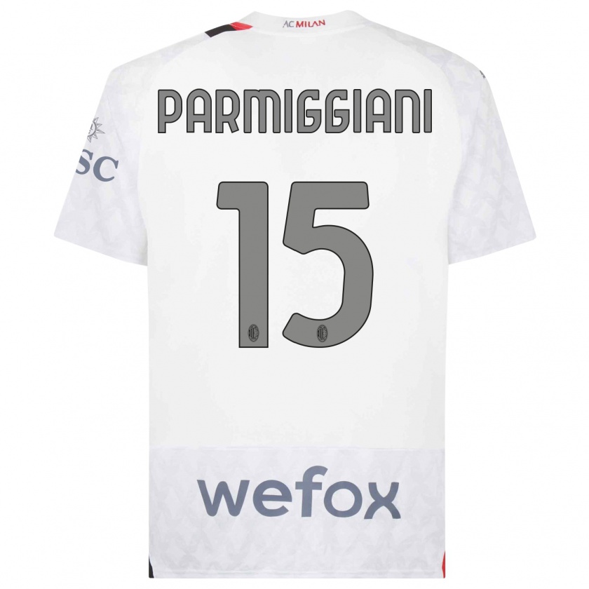 Kandiny Férfi Pietro Parmiggiani #15 Fehér Idegenbeli Jersey 2023/24 Mez Póló Ing