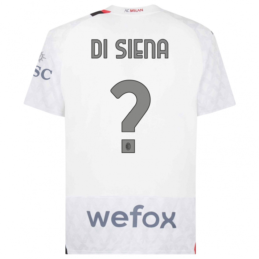 Kandiny Férfi Andrea Di Siena #0 Fehér Idegenbeli Jersey 2023/24 Mez Póló Ing