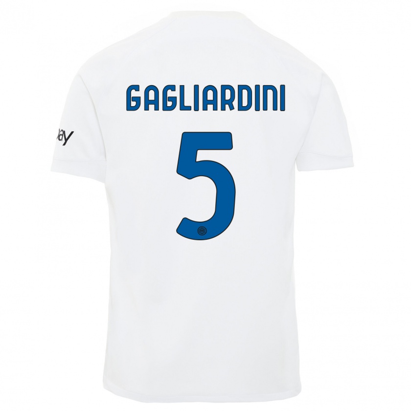 Kandiny Férfi Roberto Gagliardini #5 Fehér Idegenbeli Jersey 2023/24 Mez Póló Ing