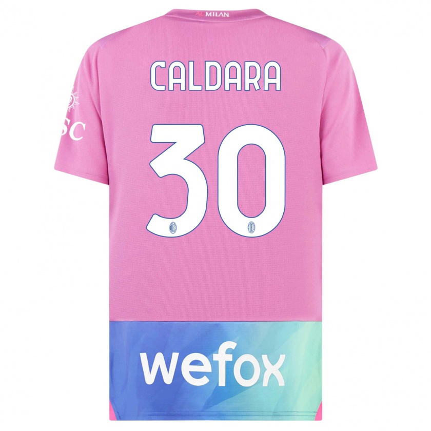 Kandiny Férfi Mattia Caldara #30 Pink Lila Harmadik Számú Jersey 2023/24 Mez Póló Ing