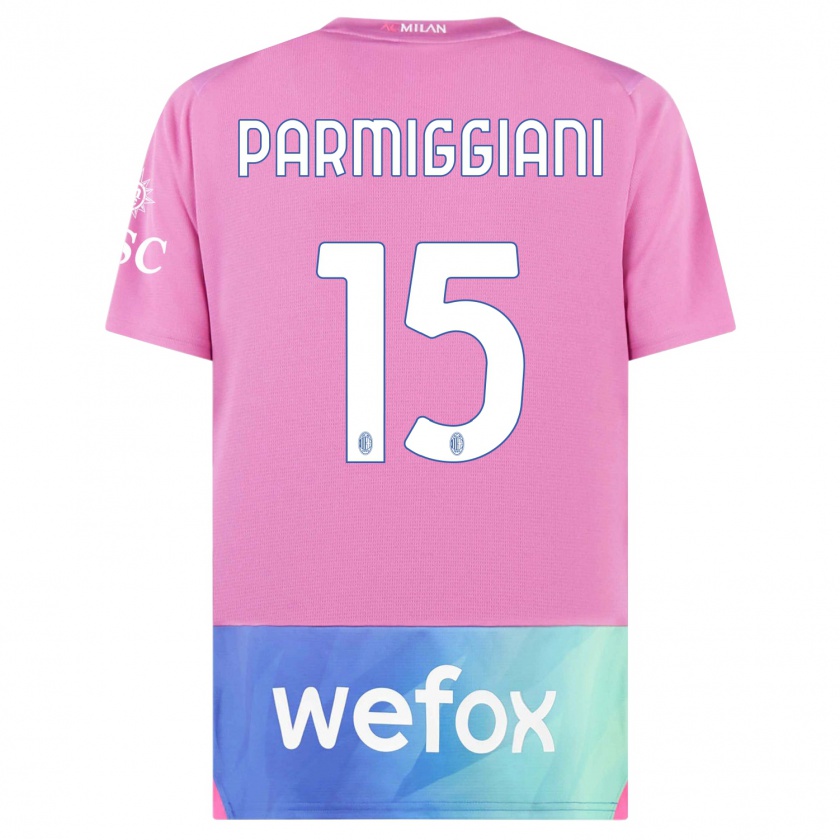 Kandiny Női Pietro Parmiggiani #15 Pink Lila Harmadik Számú Jersey 2023/24 Mez Póló Ing