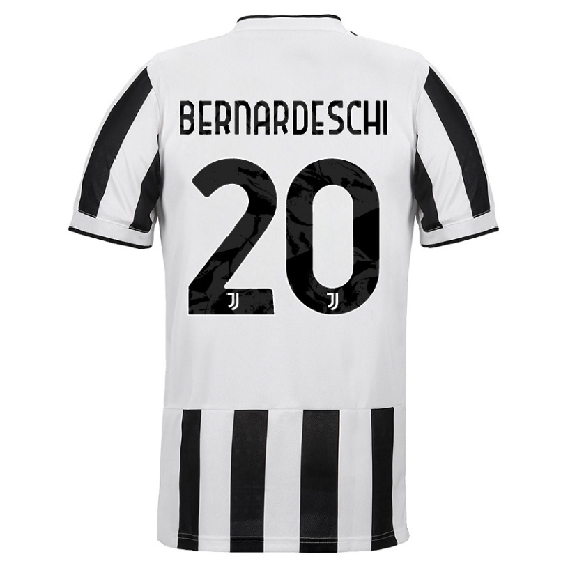 Gyermek Labdarúgás Federico Bernardeschi #20 Fehér Fekete Hazai Jersey 2021/22 Mez Póló Ing