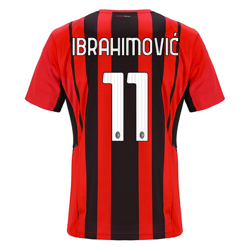 Gyermek Labdarúgás Zlatan Ibrahimovic #11 Piros Fekete Hazai Jersey 2021/22 Mez Póló Ing