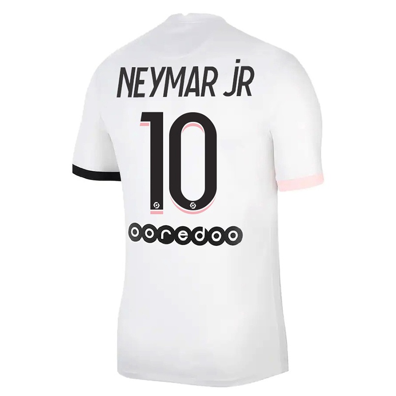 Gyermek Labdarúgás Neymar #10 Fehér Rózsaszín Idegenbeli Jersey 2021/22 Mez Póló Ing
