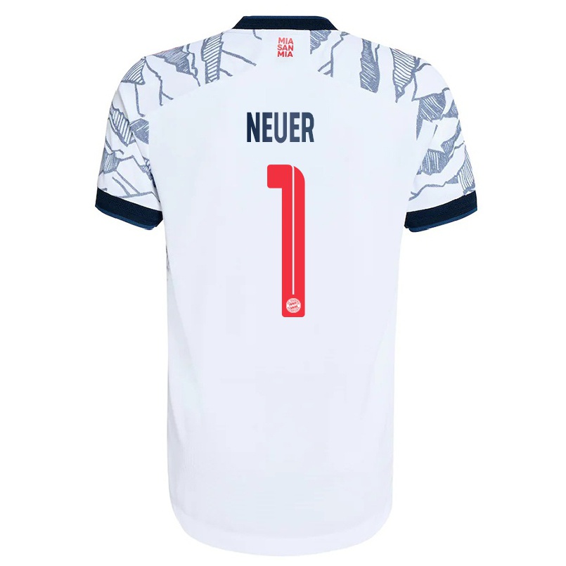 Gyermek Labdarúgás Manuel Neuer #1 Szurke Fehér Számú Jersey 2021/22 Mez Póló Ing
