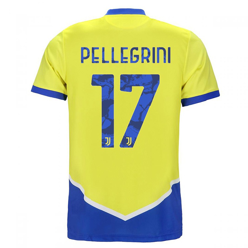 Gyermek Labdarúgás Luca Pellegrini #17 Kék Sárga Számú Jersey 2021/22 Mez Póló Ing