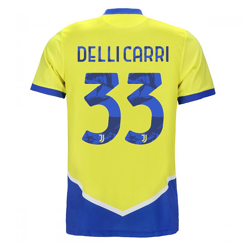Gyermek Labdarúgás Filippo Delli Carri #33 Kék Sárga Számú Jersey 2021/22 Mez Póló Ing