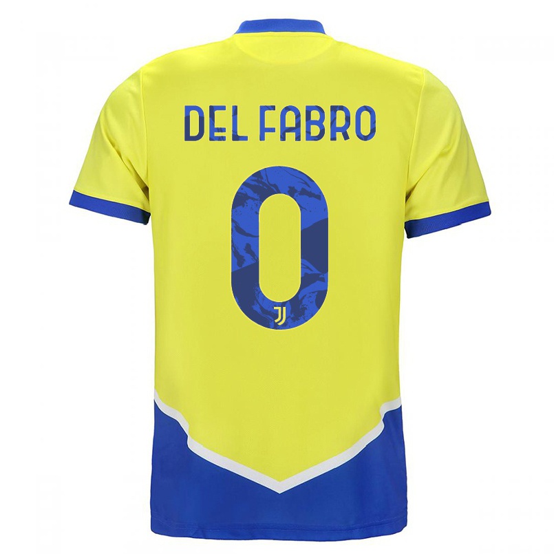 Gyermek Labdarúgás Dario Del Fabro #0 Kék Sárga Számú Jersey 2021/22 Mez Póló Ing