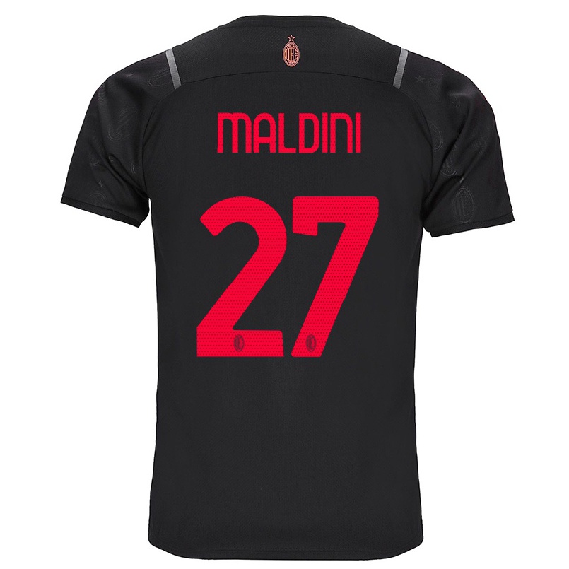 Gyermek Labdarúgás Daniel Maldini #27 Fekete Számú Jersey 2021/22 Mez Póló Ing
