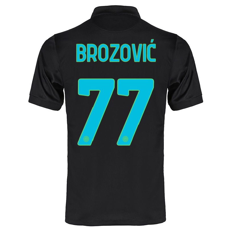 Gyermek Labdarúgás Marcelo Brozovic #77 Fekete Számú Jersey 2021/22 Mez Póló Ing