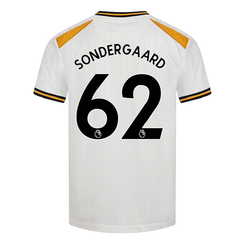 Gyermek Labdarúgás Andreas Sondergaard #62 Fehér Sárga Számú Jersey 2021/22 Mez Póló Ing
