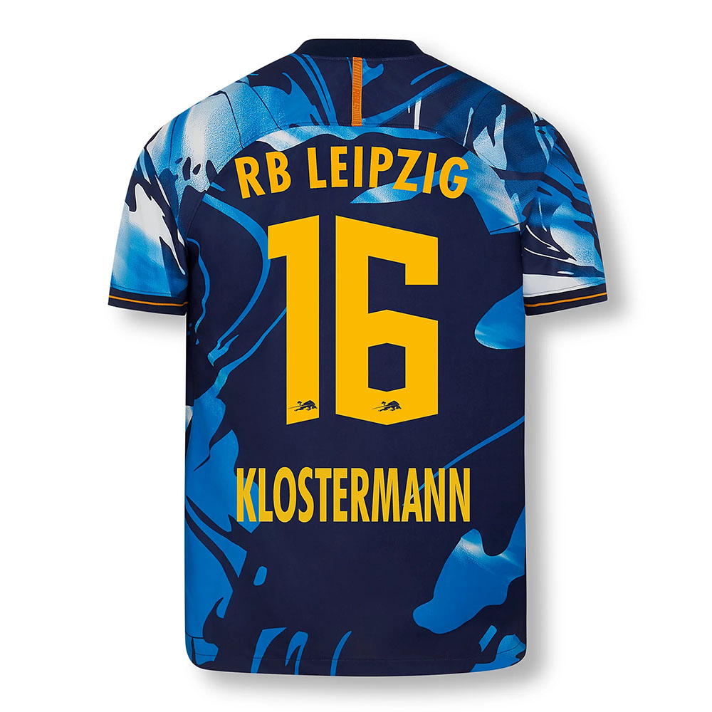 Gyermek Labdarúgás Lukas Klostermann #16 UEFA Fehér Kék Mez 2020/21 Póló Ing