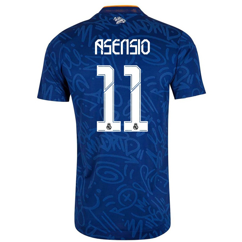 Férfi Labdarúgás Marco Asensio #11 Sötétkék Idegenbeli Jersey 2021/22 Mez Póló Ing