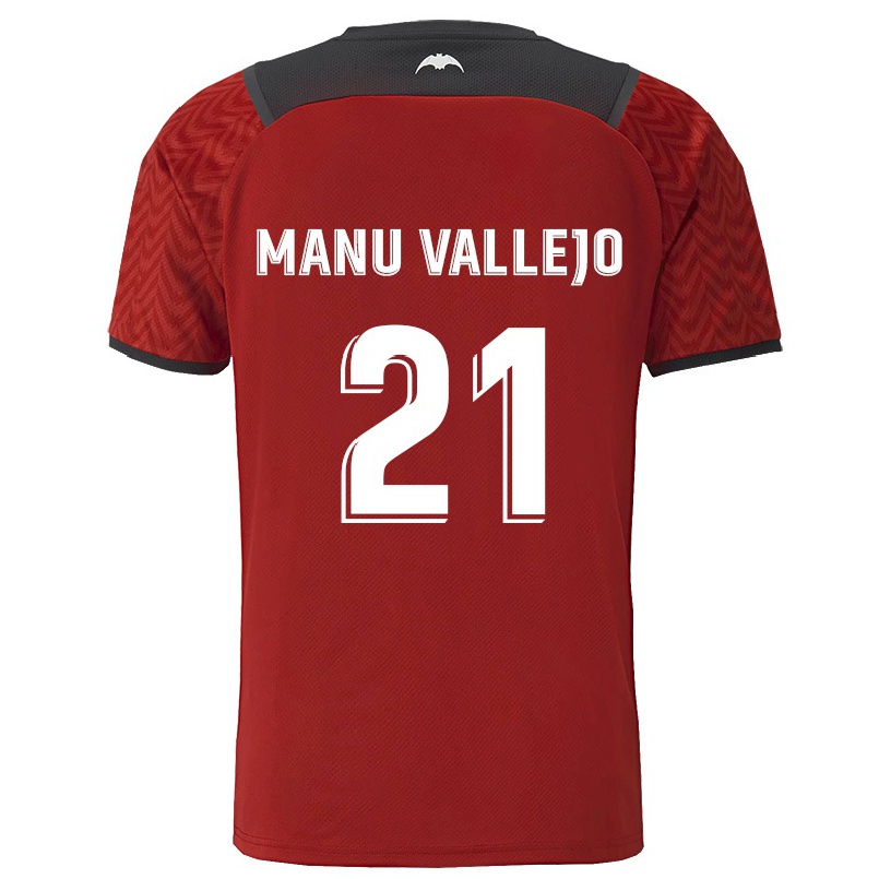 Férfi Labdarúgás Manu Vallejo #21 Sötét Vörös Idegenbeli Jersey 2021/22 Mez Póló Ing