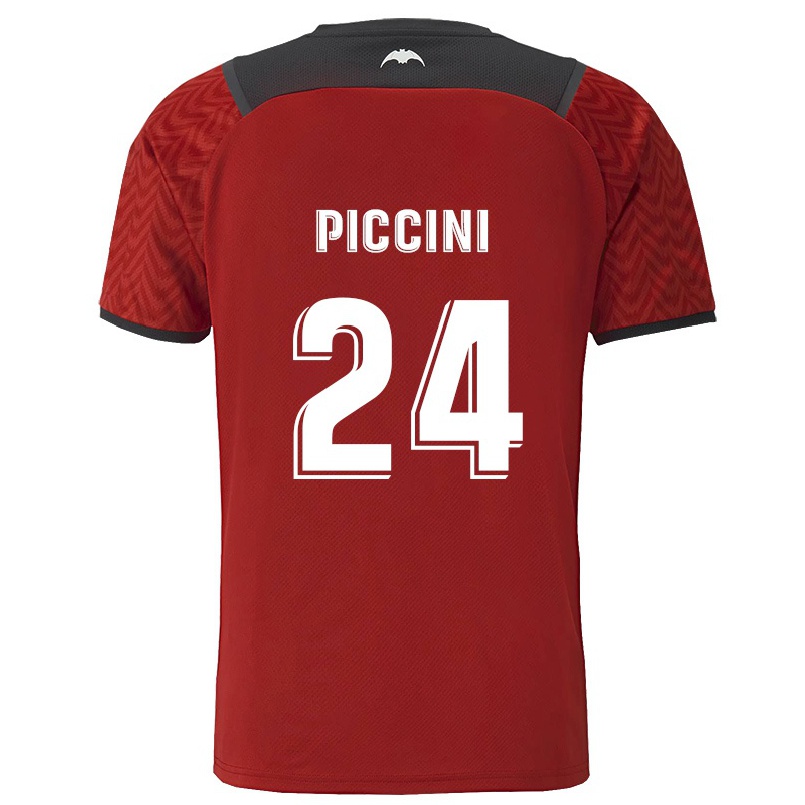 Férfi Labdarúgás Cristiano Piccini #24 Sötét Vörös Idegenbeli Jersey 2021/22 Mez Póló Ing