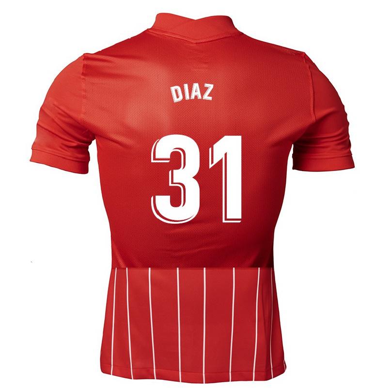 Férfi Labdarúgás Javi Diaz #31 Sötét Vörös Idegenbeli Jersey 2021/22 Mez Póló Ing