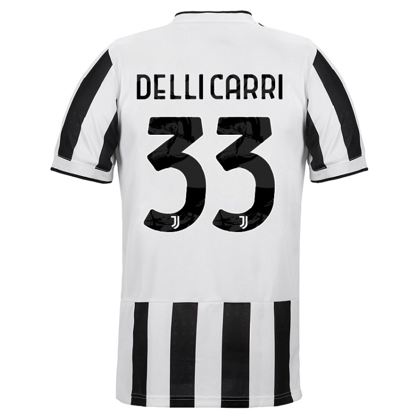 Férfi Labdarúgás Filippo Delli Carri #33 Fehér Fekete Hazai Jersey 2021/22 Mez Póló Ing