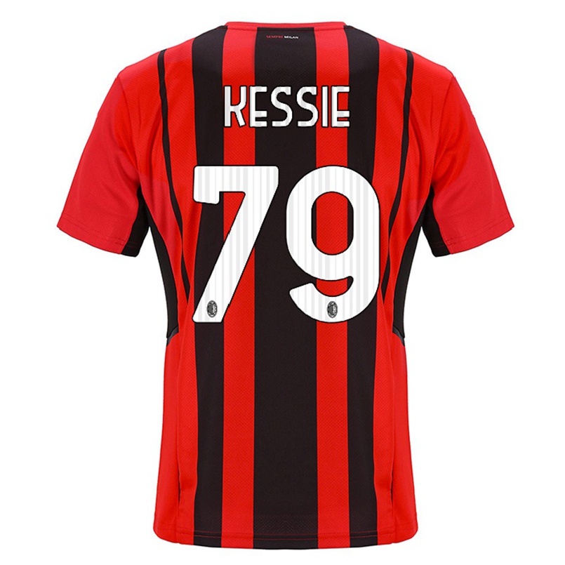 Férfi Labdarúgás Franck Kessie #79 Piros Fekete Hazai Jersey 2021/22 Mez Póló Ing