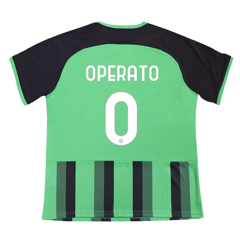 Férfi Labdarúgás Edoardo Operato #0 Zöld Fekete Hazai Jersey 2021/22 Mez Póló Ing
