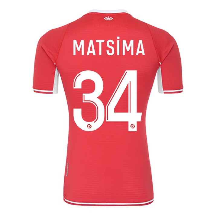 Férfi Labdarúgás Chrislain Matsima #34 Piros Fehér Hazai Jersey 2021/22 Mez Póló Ing