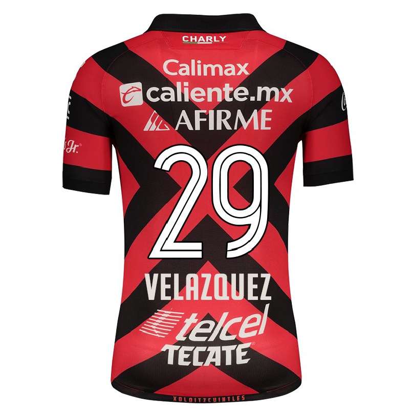 Férfi Labdarúgás Fernanda Velazquez #29 Piros Fekete Hazai Jersey 2021/22 Mez Póló Ing