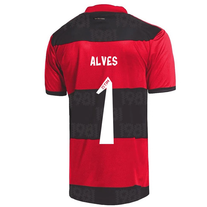 Férfi Labdarúgás Diego Alves #1 Piros Fekete Hazai Jersey 2021/22 Mez Póló Ing