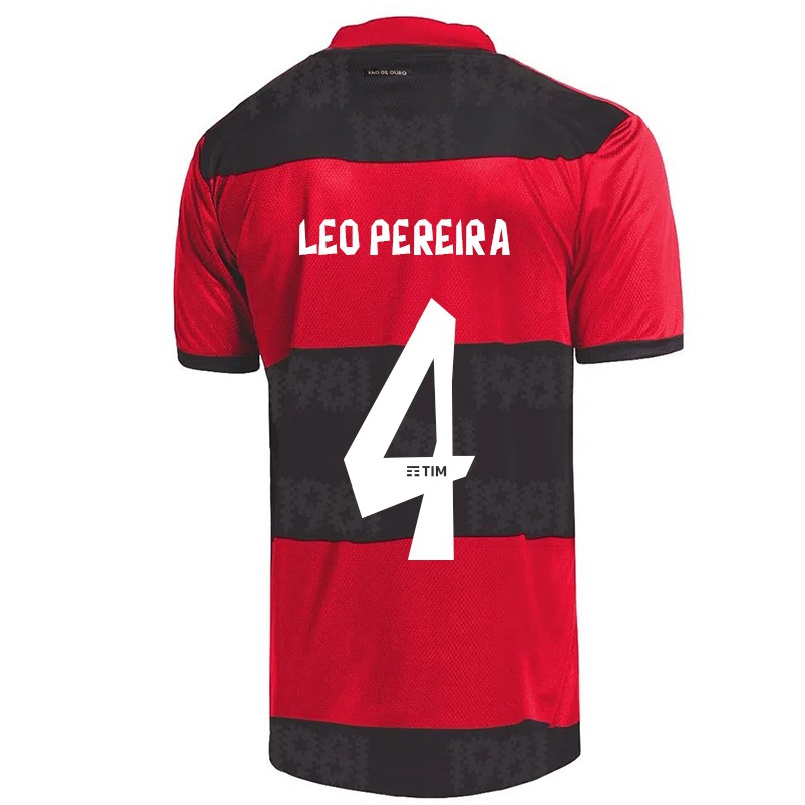 Férfi Labdarúgás Leo Pereira #4 Piros Fekete Hazai Jersey 2021/22 Mez Póló Ing