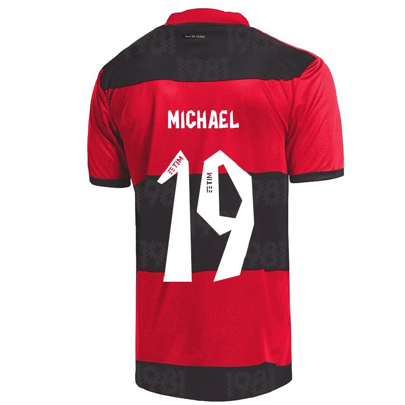 Férfi Labdarúgás Michael #19 Piros Fekete Hazai Jersey 2021/22 Mez Póló Ing