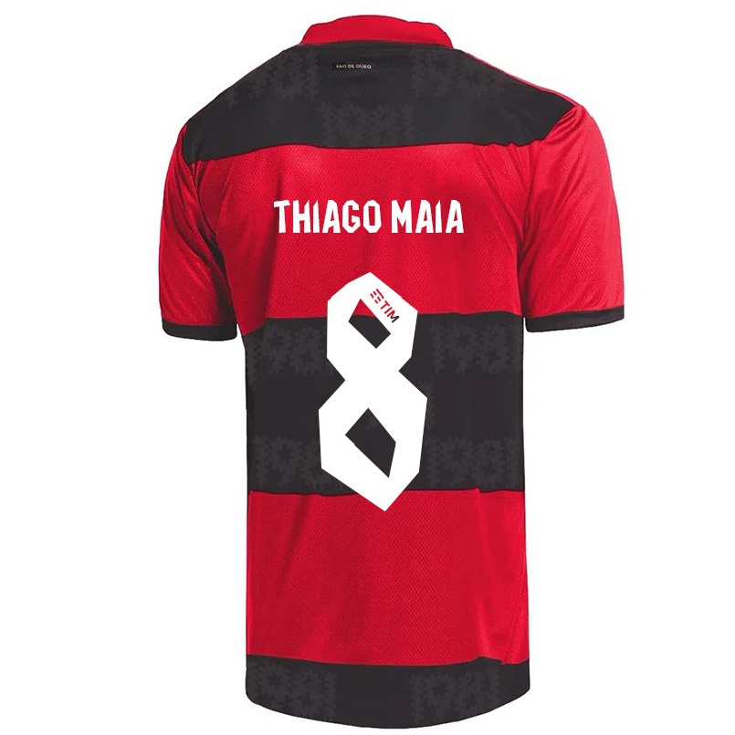 Férfi Labdarúgás Thiago Maia #8 Piros Fekete Hazai Jersey 2021/22 Mez Póló Ing