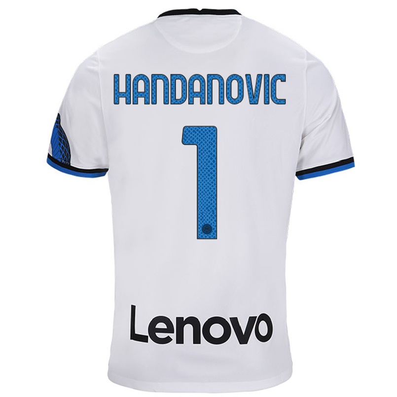 Férfi Labdarúgás Samir Handanovic #1 Fehér Kék Idegenbeli Jersey 2021/22 Mez Póló Ing