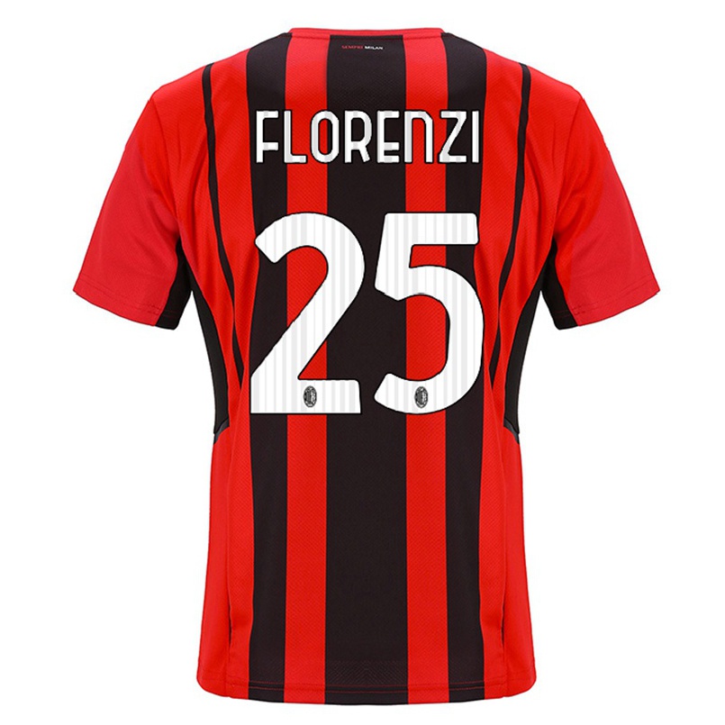 Férfi Labdarúgás Alessandro Florenzi #25 Vörös Fekete Hazai Jersey 2021/22 Mez Póló Ing