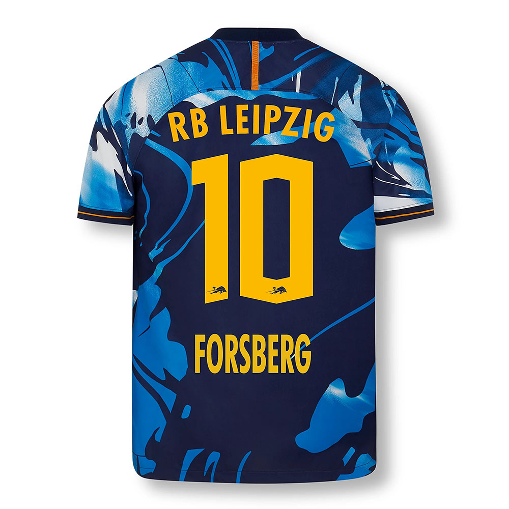 Férfi Labdarúgás Emil Forsberg #10 Uefa Fehér Kék Mez 2020/21 Póló Ing