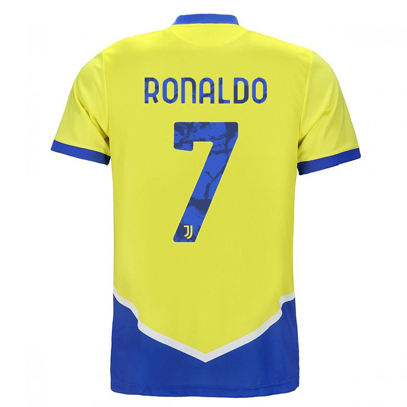 Női Labdarúgás Cristiano Ronaldo #7 Kék Sárga Számú Jersey 2021/22 Mez Póló Ing