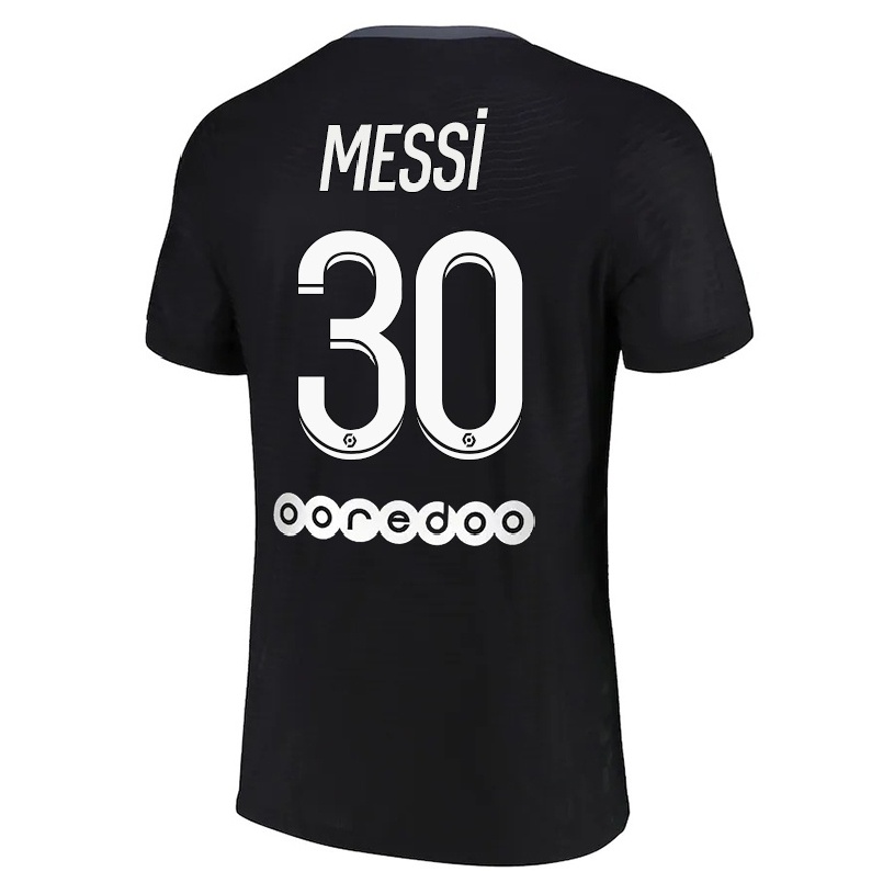 Női Labdarúgás Lionel Messi #30 Fekete Számú Jersey 2021/22 Mez Póló Ing