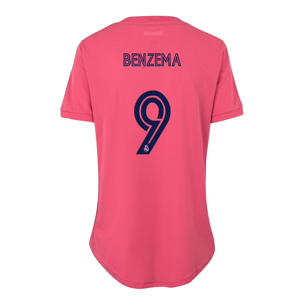 Női Labdarúgás Karim Benzema #9 Idegenbeli Rózsaszín Mez 2020/21 Póló Ing