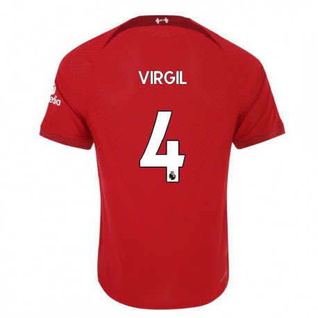 Kandiny Gyermek Virgil Van Dijk #4 Sötét Vörös Hazai Jersey 2022/23 Mez Póló Ing