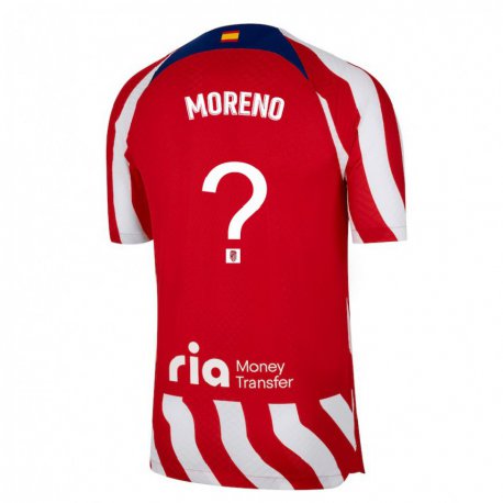 Kandiny Gyermek Marco Moreno #0 Piros Fehér Kék Hazai Jersey 2022/23 Mez Póló Ing