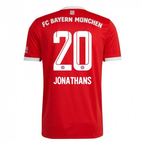 Kandiny Gyermek David Jonathans #20 Neon Piros Fehér Hazai Jersey 2022/23 Mez Póló Ing