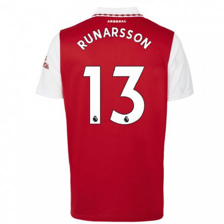 Kandiny Gyermek Runar Alex Runarsson #13 Piros Fehér Hazai Jersey 2022/23 Mez Póló Ing