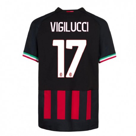 Kandiny Gyermek Valery Vigilucci #17 Fekete Piros Hazai Jersey 2022/23 Mez Póló Ing