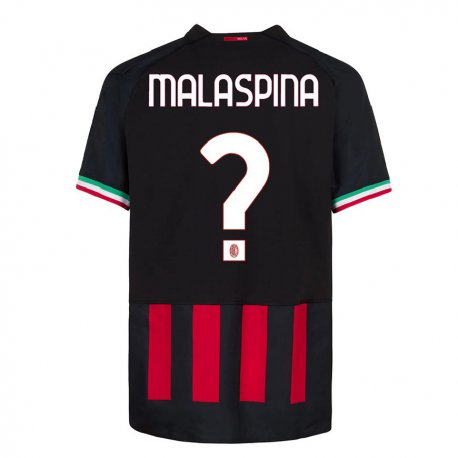 Kandiny Gyermek Mattia Malaspina #0 Fekete Piros Hazai Jersey 2022/23 Mez Póló Ing