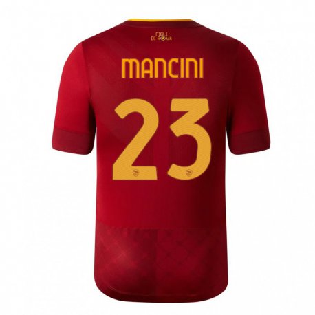 Kandiny Gyermek Gianluca Mancini #23 Barna Vörös Hazai Jersey 2022/23 Mez Póló Ing