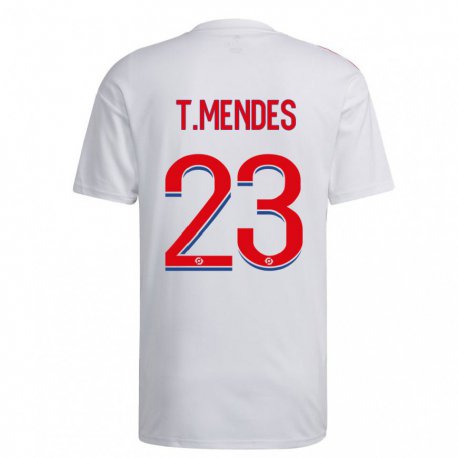 Kandiny Gyermek Thiago Mendes #23 Fehér Kék Piros Hazai Jersey 2022/23 Mez Póló Ing