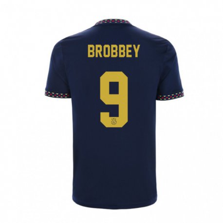 Kandiny Gyermek Brian Brobbey #9 Sötétkék Idegenbeli Jersey 2022/23 Mez Póló Ing