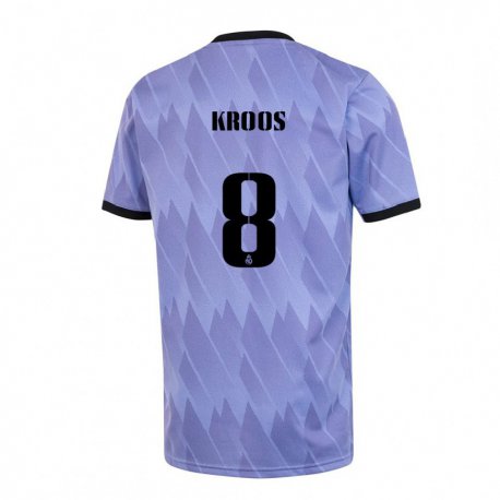 Kandiny Gyermek Toni Kroos #8 Lila Fekete Idegenbeli Jersey 2022/23 Mez Póló Ing