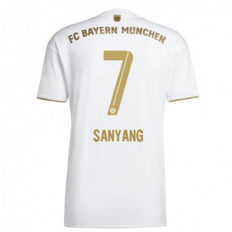 Kandiny Gyermek Mamin Sanyang #7 Fehér Aranypénz Idegenbeli Jersey 2022/23 Mez Póló Ing