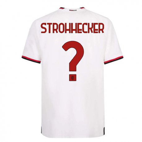 Kandiny Gyermek Riccardo Strohhecker #0 Fehér Piros Idegenbeli Jersey 2022/23 Mez Póló Ing