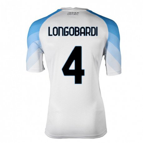 Kandiny Gyermek Salvatore Longobardi #4 Fehér ég Kék Idegenbeli Jersey 2022/23 Mez Póló Ing