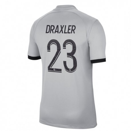 Kandiny Gyermek Julian Draxler #23 Szürke Idegenbeli Jersey 2022/23 Mez Póló Ing