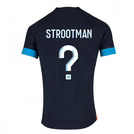 Kandiny Gyermek Kevin Strootman #0 Fekete Olimpiát Idegenbeli Jersey 2022/23 Mez Póló Ing